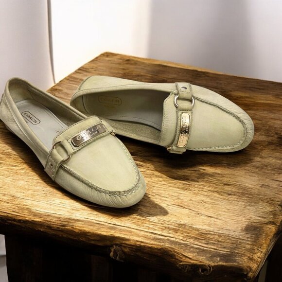 Coach Felisha Chalk White Nubuck Moc Toe Drivers Loafers - Picture 1 of 10